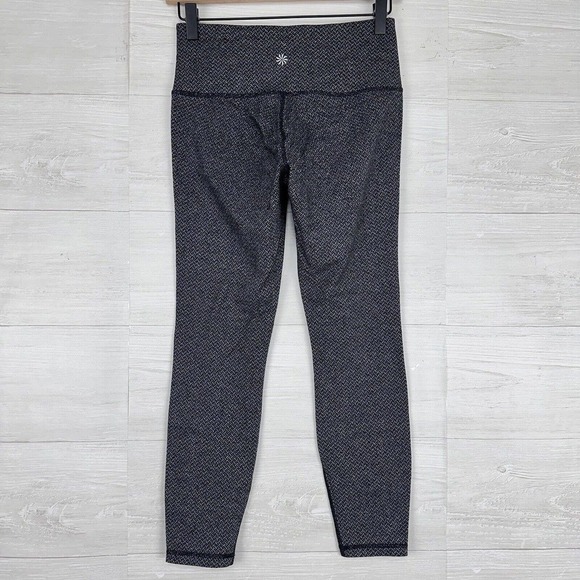 Athleta Criss Cross Power Up 7/8 Leggings Size Small Ankle Work Out Black Grey - Picture 5 of 11